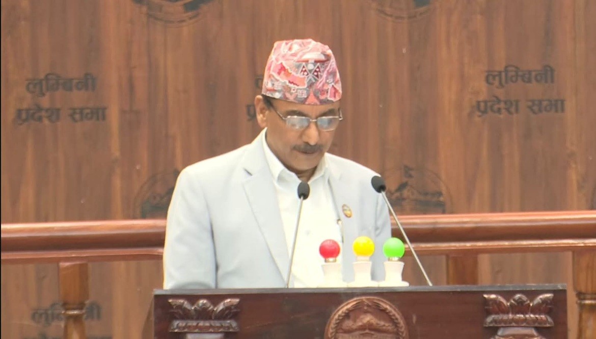 लुम्बिनी प्रदेशसभामा विनियोजन विधेयकका सिद्धान्त र प्राथमिकता प्रस्तुत: उत्पादन, रोजगारी र पूर्वाधारमा जोड