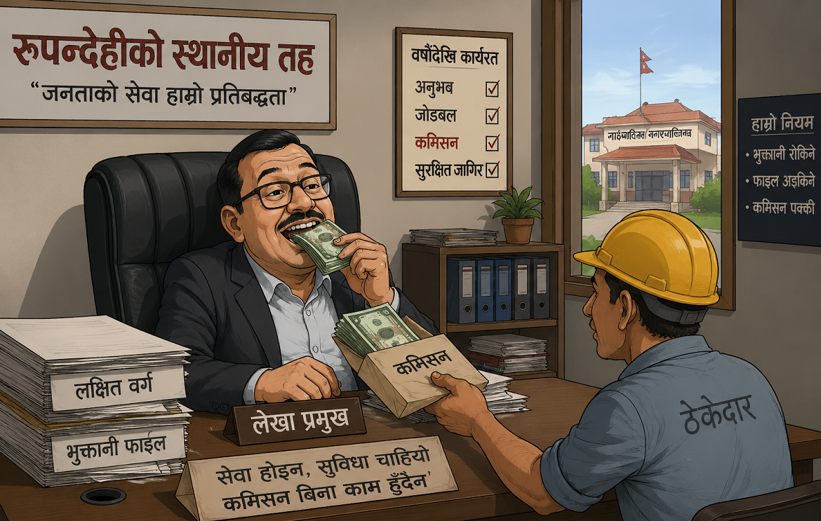 रूपन्देहीका पालिकामा लेखा प्रमुखको रजगज, भुक्तानीमा मनपरी
